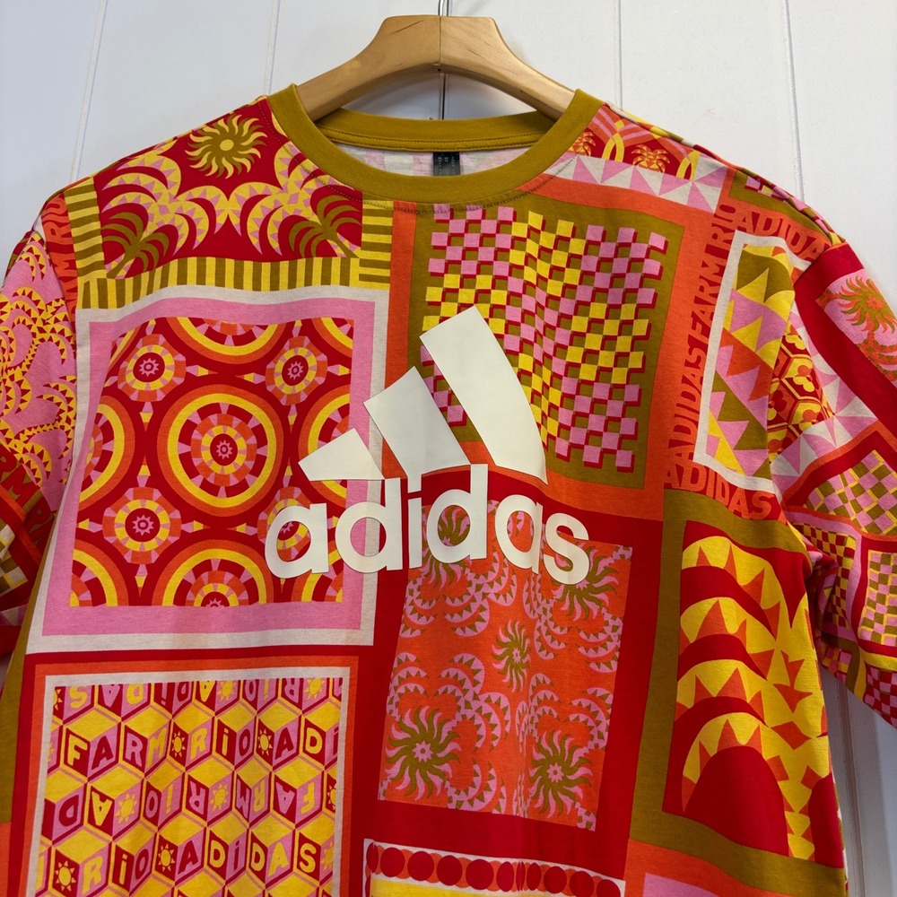 Adidas Farm Rio Streetwear Patchwork Graphic Shirt Dress Size XS Oversized Chic - Picture 7 of 9